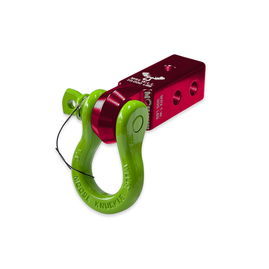 B'oh 3/4 Spin Pin Shackle and Mohawk 2.0 Receiver Combo Red Rum / Sublime Green Moose Knuckle Offroad