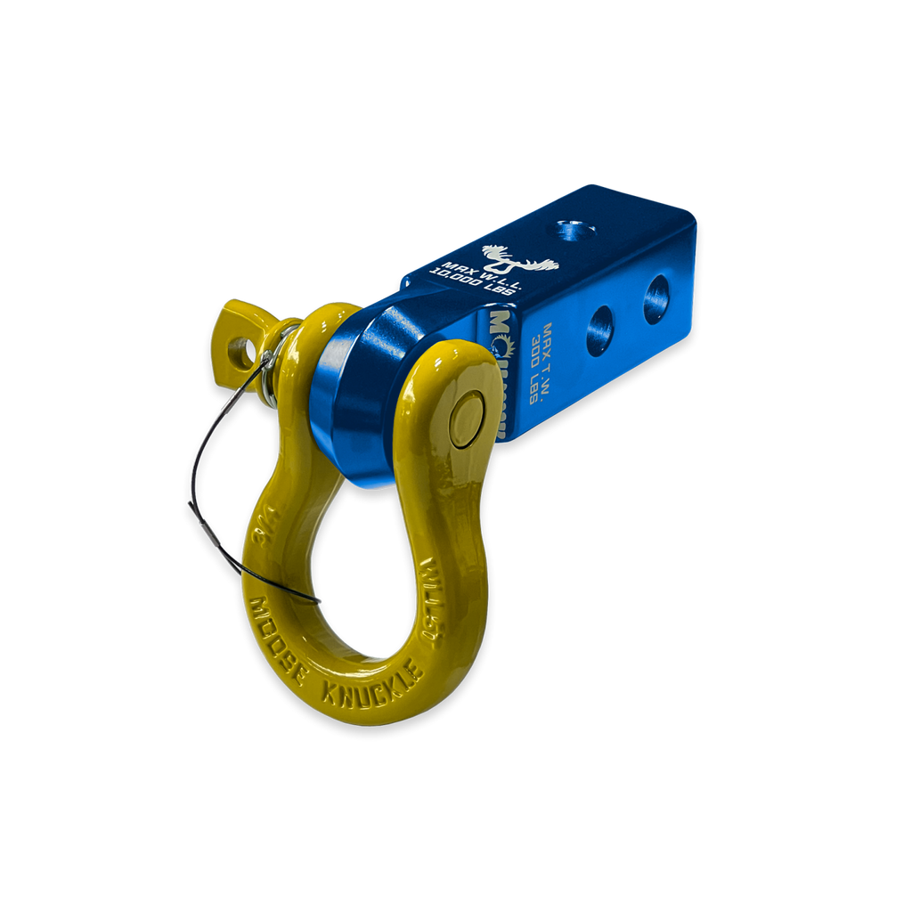 B'oh 3/4 Spin Pin Shackle and Mohawk 2.0 Receiver Combo Blue Pill / Detonator Yellow Moose Knuckle Offroad