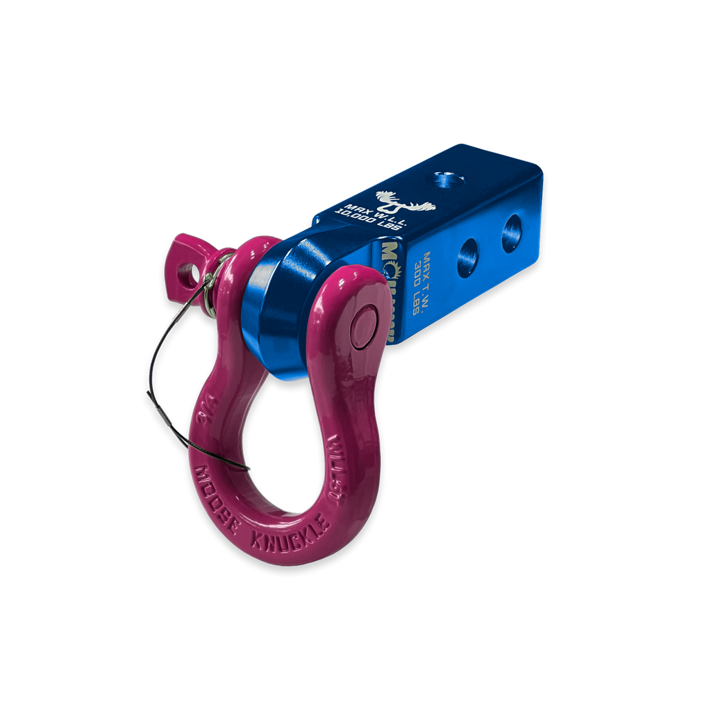 B'oh 3/4 Spin Pin Shackle and Mohawk 2.0 Receiver Combo Blue Pill / Pogo Pink Moose Knuckle Offroad