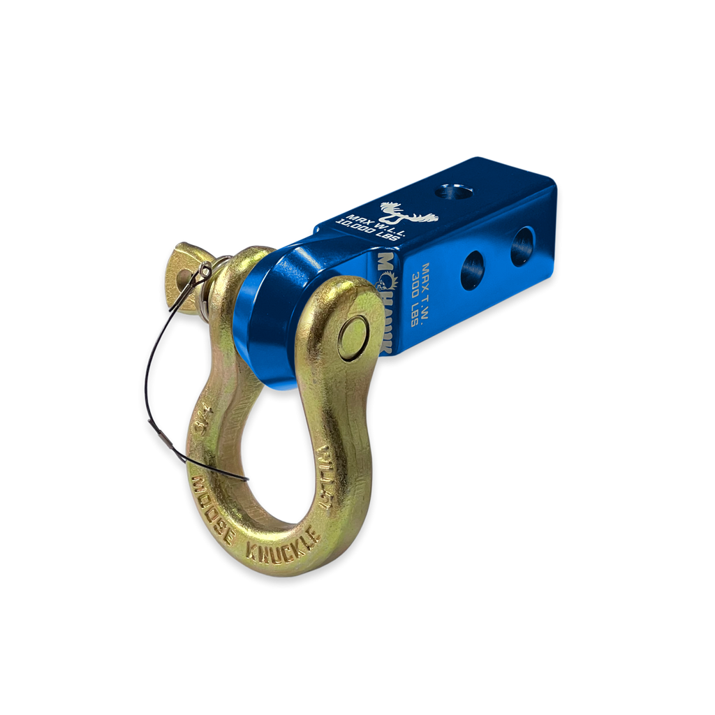 B'oh 3/4 Spin Pin Shackle and Mohawk 2.0 Receiver Combo Blue Pill / Brass Knuckle Moose Knuckle Offroad
