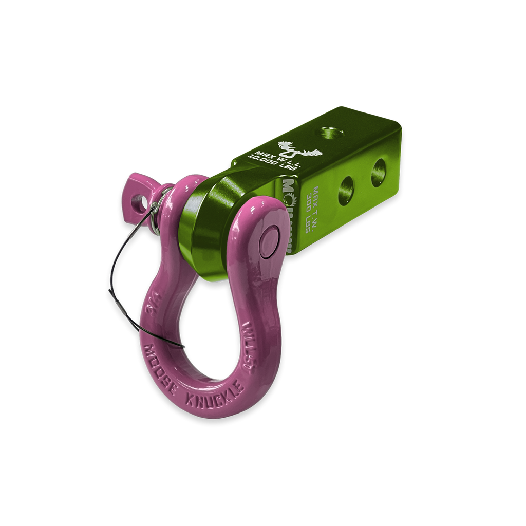 B'oh 3/4 Spin Pin Shackle and Mohawk 2.0 Receiver Combo Bean Green / Pretty Pink Moose Knuckle Offroad