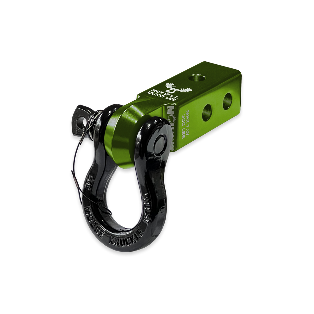 B'oh 3/4 Spin Pin Shackle and Mohawk 2.0 Receiver Combo Bean Green / Black Hole Moose Knuckle Offroad