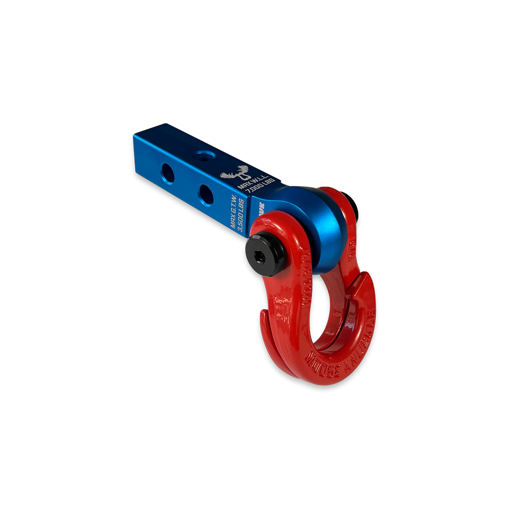 Jowl 5/8 Split Shackle and Mohawk 1.25 Receiver Combo Blue Pill / Flame Red Moose Knuckle Offroad