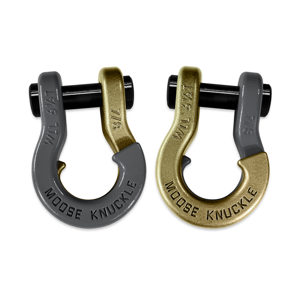 Jowl Recovery Split Shackle 7/8 Gun Gray and Brass Knuckle Combo Moose Knuckle Offroad