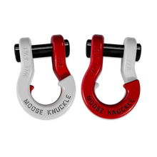 Load image into Gallery viewer, Jowl Recovery Split Shackle 7/8 Pure White and Flame Red Combo Moose Knuckle Offroad