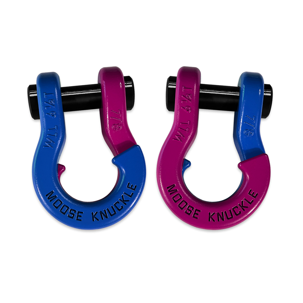 Jowl Recovery Split Shackle 7/8 Blue Balls and Pogo Pink Combo Moose Knuckle Offroad
