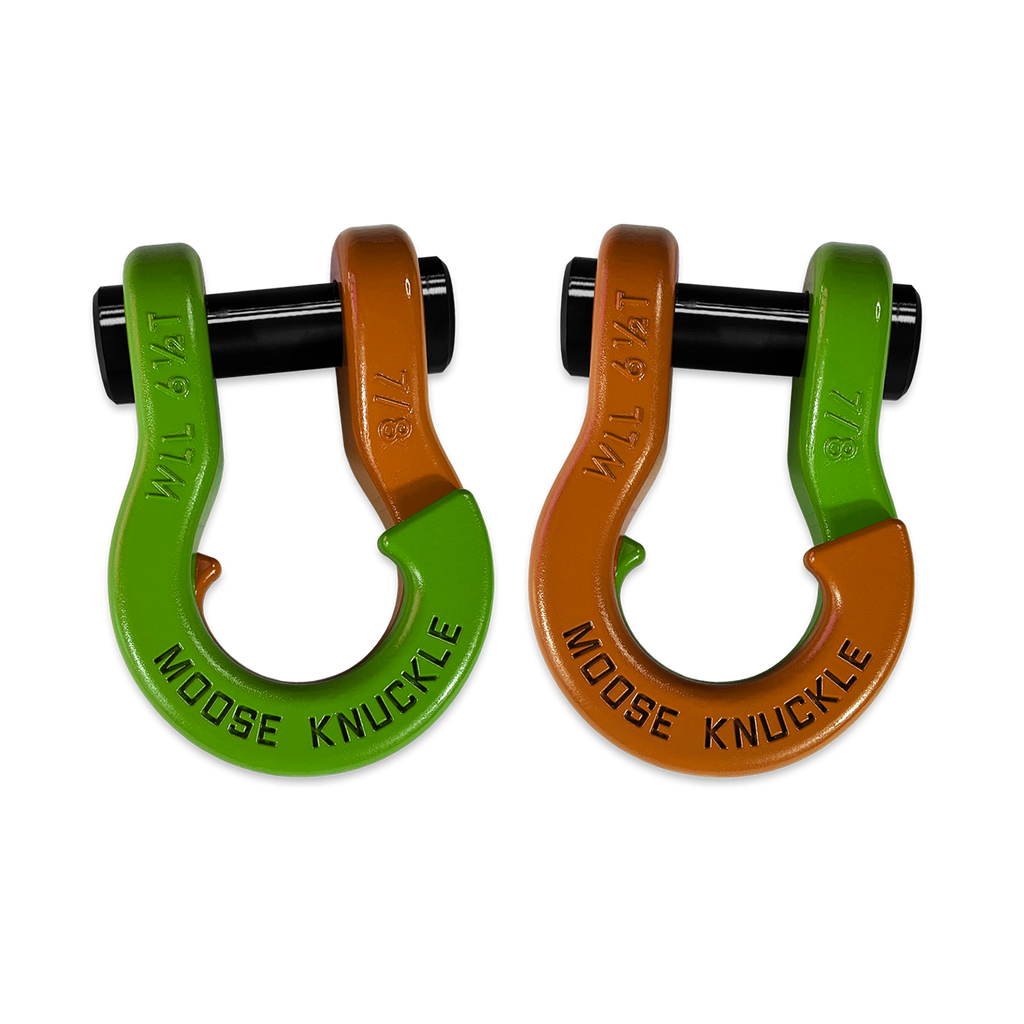 Jowl Recovery Split Shackle 7/8 Sublime Green and Obscene Orange Combo Moose Knuckle Offroad