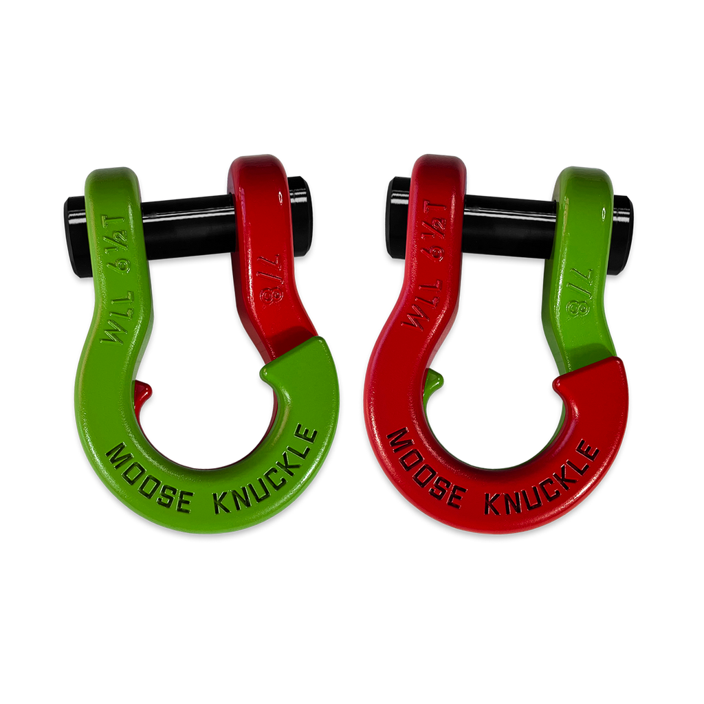 Jowl Recovery Split Shackle 7/8 Sublime Green and Flame Red Combo Moose Knuckle Offroad