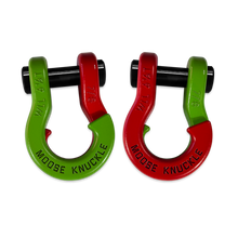 Load image into Gallery viewer, Jowl Recovery Split Shackle 7/8 Sublime Green and Flame Red Combo Moose Knuckle Offroad