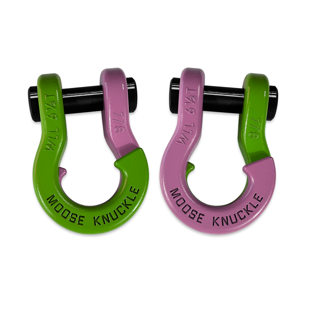 Jowl Recovery Split Shackle 7/8 Sublime Green and Pretty Pink Combo Moose Knuckle Offroad