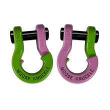 Load image into Gallery viewer, Jowl Recovery Split Shackle 7/8 Sublime Green and Pretty Pink Combo Moose Knuckle Offroad