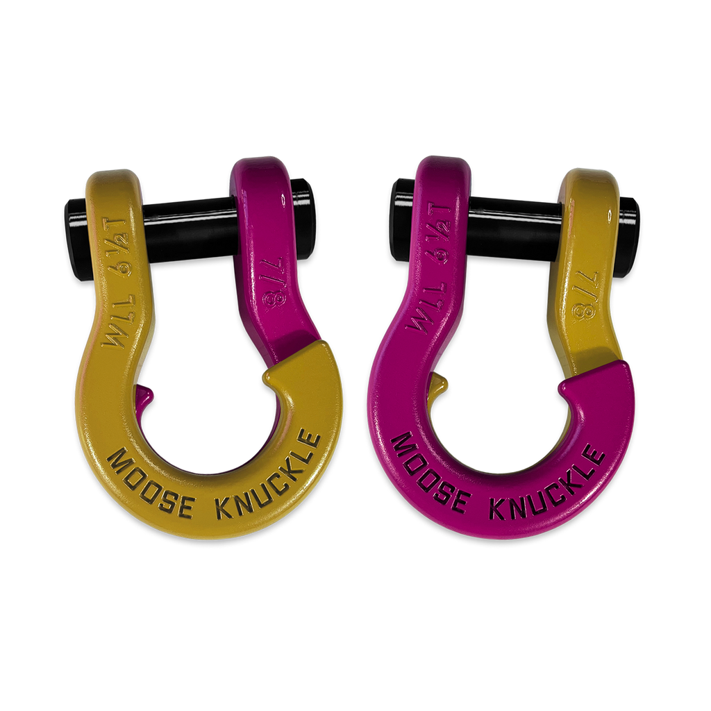 Jowl Recovery Split Shackle 7/8 Detonator Yellow and Pogo Pink Combo Moose Knuckle Offroad