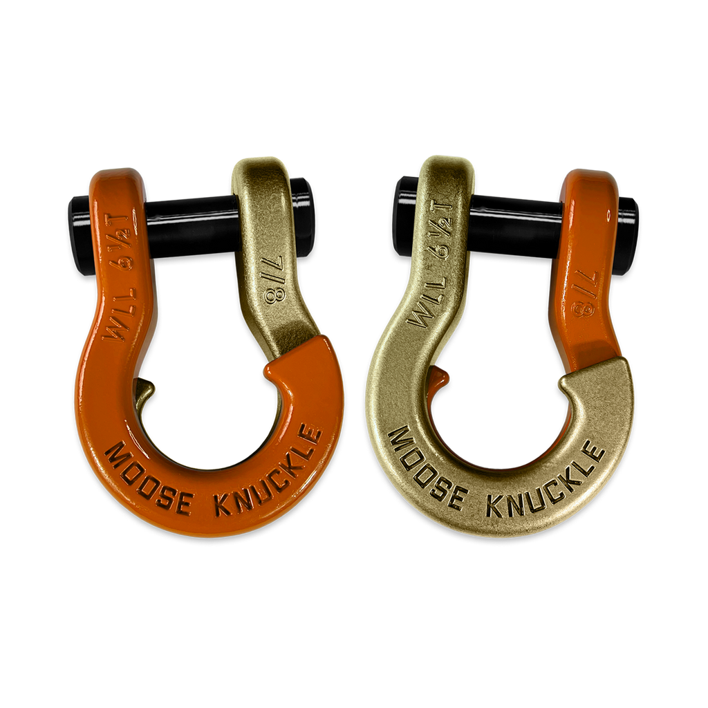 Jowl Recovery Split Shackle 7/8 Obscene Orange and Brass Knuckle Combo Moose Knuckle Offroad