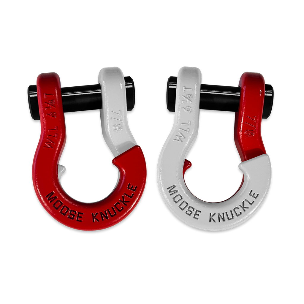 Jowl Recovery Split Shackle 7/8 Flame Red and Pure White Combo Moose Knuckle Offroad
