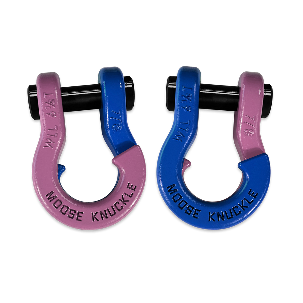 Jowl Recovery Split Shackle 7/8 Pretty Pink and Blue Balls Combo Moose Knuckle Offroad
