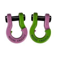 Load image into Gallery viewer, Jowl Recovery Split Shackle 7/8 Pretty Pink and Sublime Green Combo Moose Knuckle Offroad