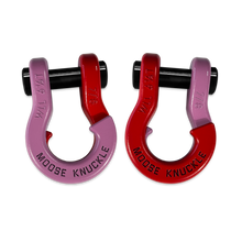 Load image into Gallery viewer, Jowl Recovery Split Shackle 7/8 Pretty Pink and Flame Red Combo Moose Knuckle Offroad