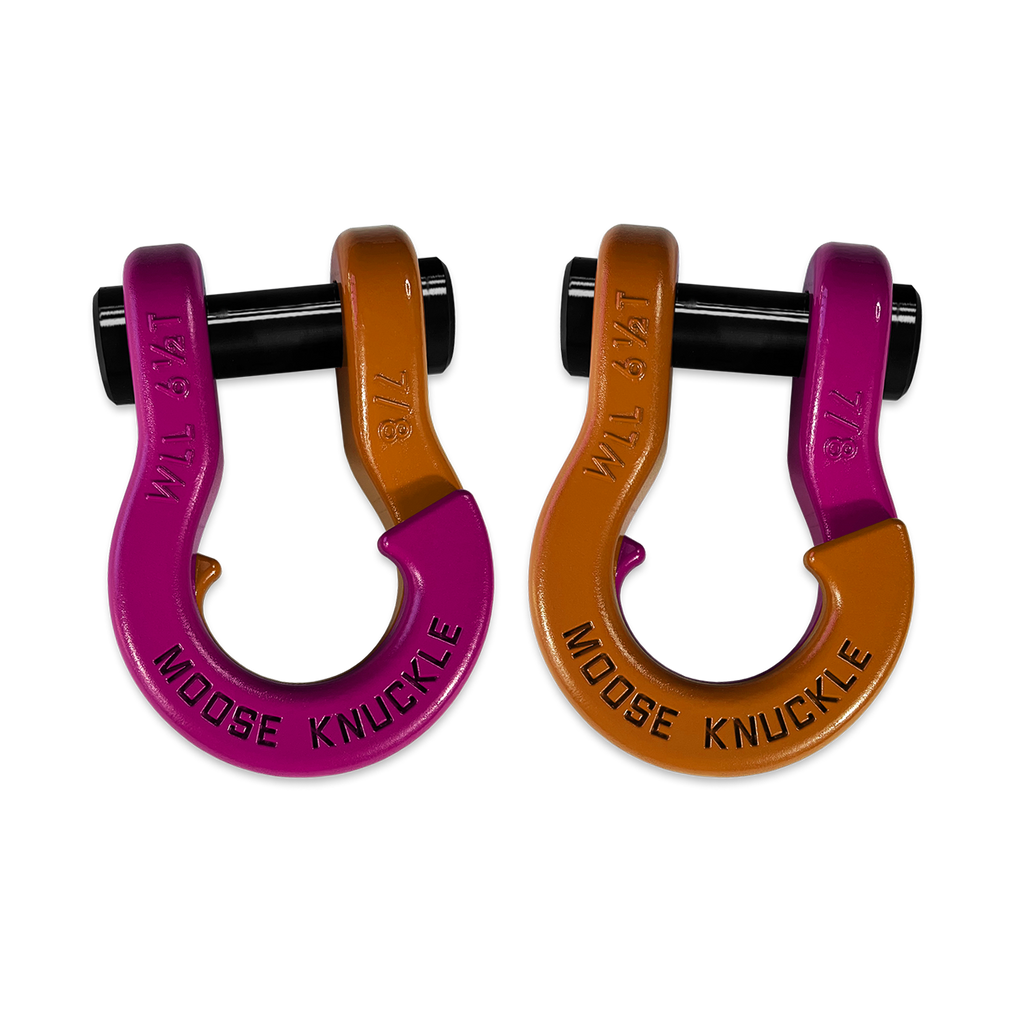 Jowl Recovery Split Shackle 7/8 Pogo Pink and Obscene Orange Combo Moose Knuckle Offroad