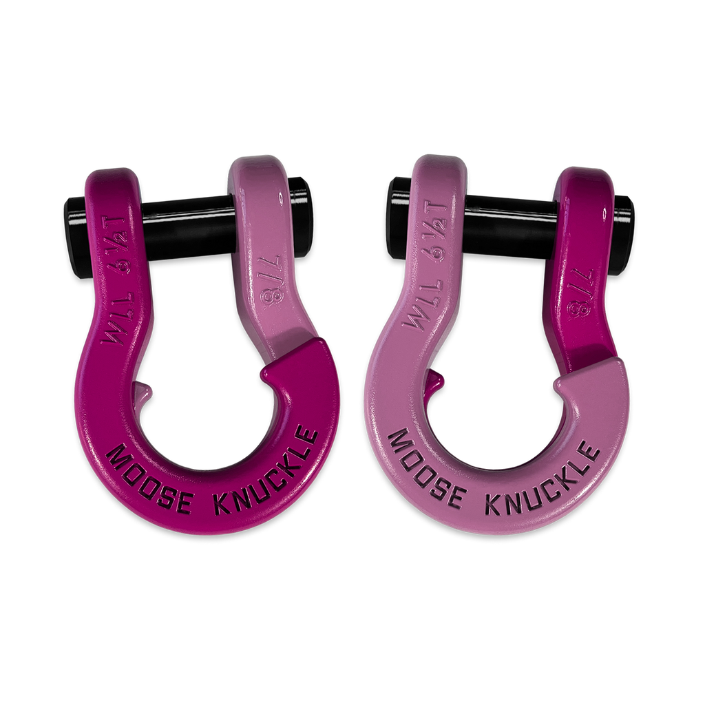 Jowl Recovery Split Shackle 7/8 Pogo Pink and Pretty Pink Combo Moose Knuckle Offroad
