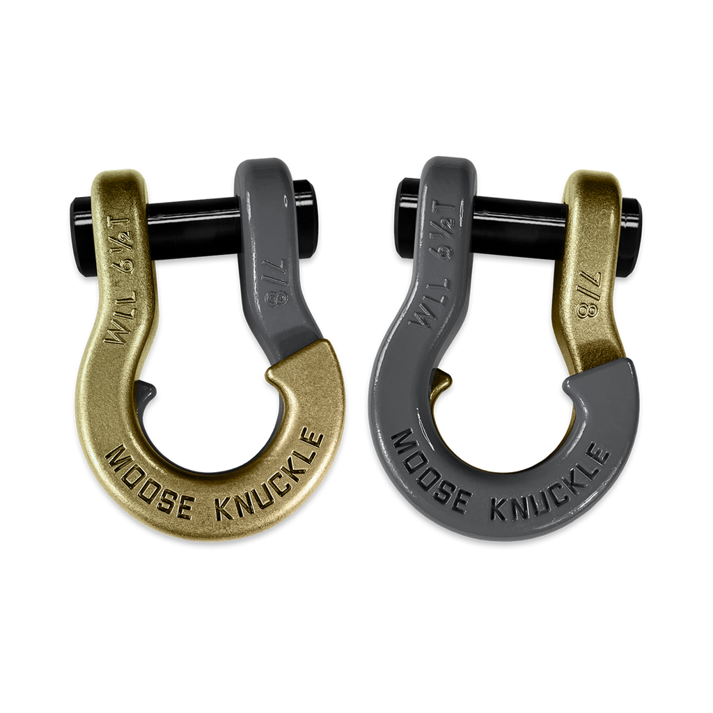 Jowl Recovery Split Shackle 7/8 Brass Knuckle and Gun Gray Combo Moose Knuckle Offroad