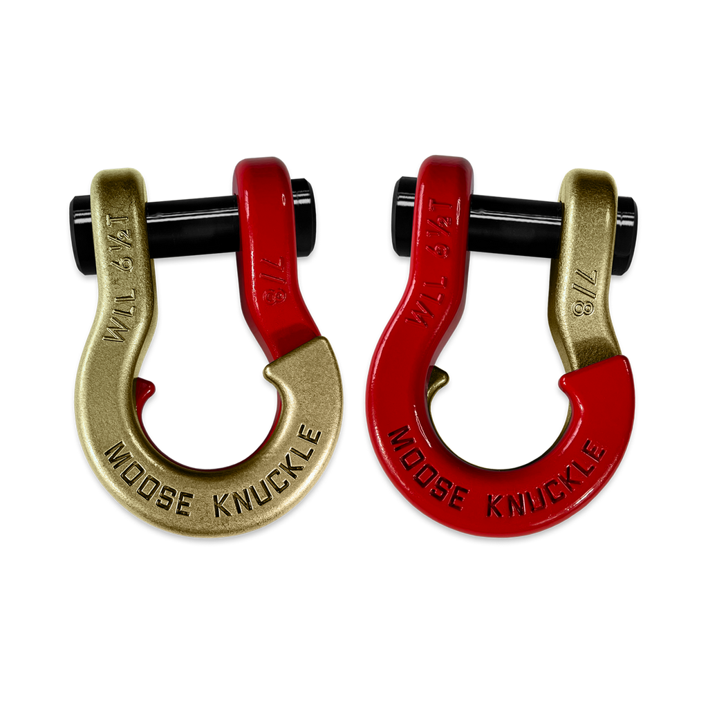 Jowl Recovery Split Shackle 7/8 Brass Knuckle and Flame Red Combo Moose Knuckle Offroad