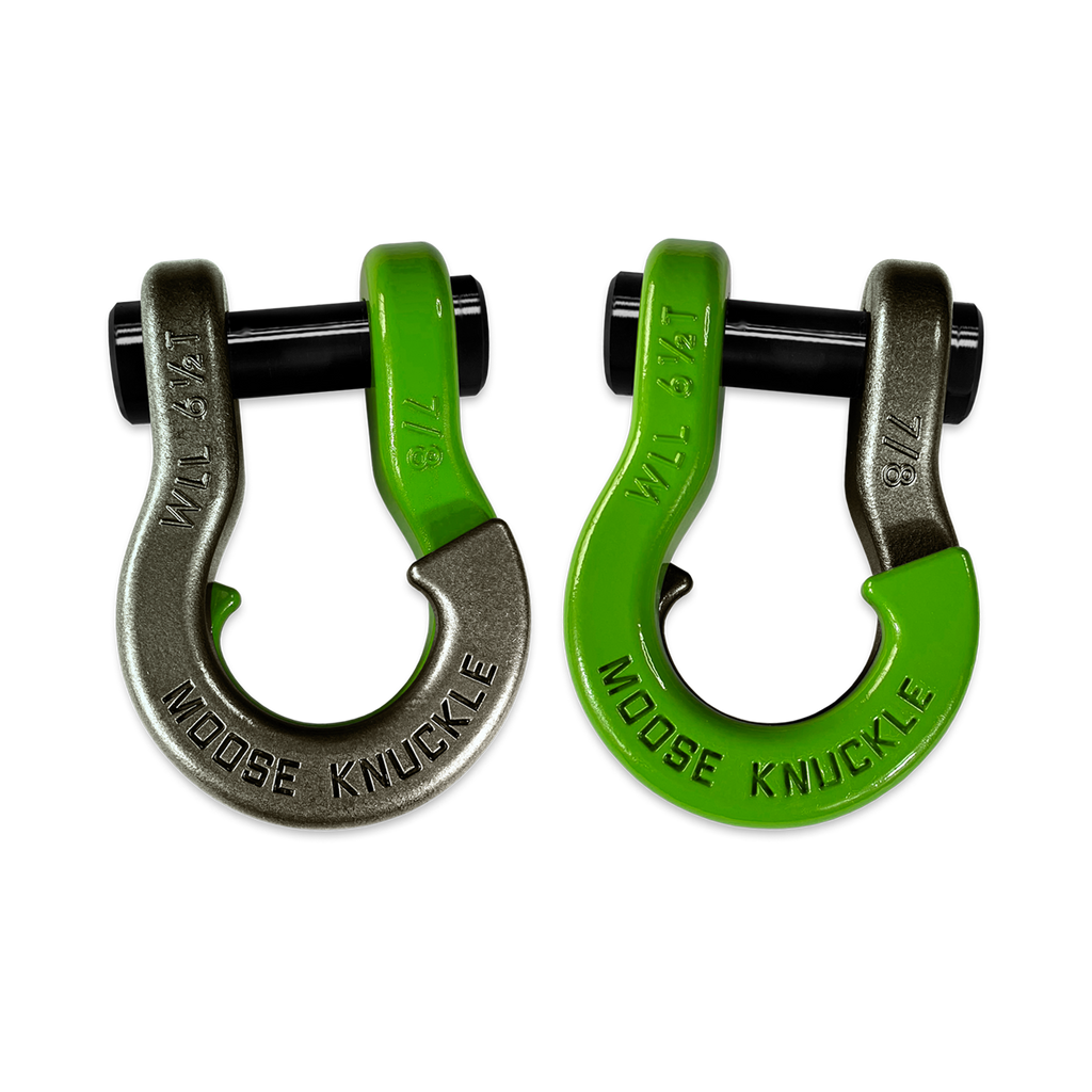 Jowl Recovery Split Shackle 7/8 Raw Dog and Sublime Green Combo Moose Knuckle Offroad