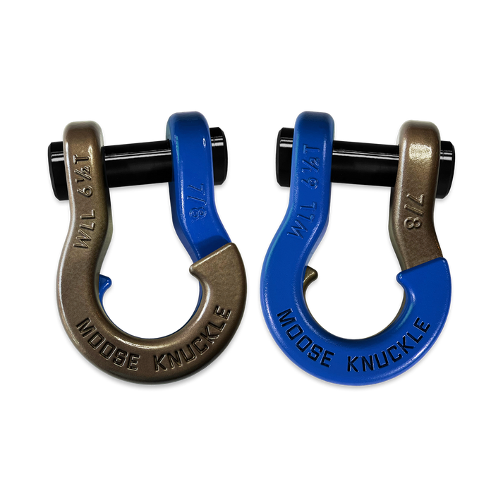 Jowl Recovery Split Shackle 7/8 Buff Bronze and Blue Balls Combo Moose Knuckle Offroad