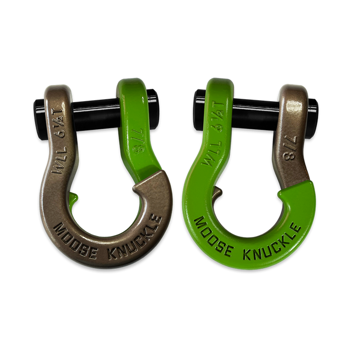 Jowl Recovery Split Shackle 7/8 Buff Bronze and Sublime Green Combo Moose Knuckle Offroad
