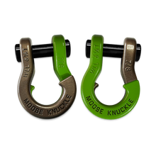 Load image into Gallery viewer, Jowl Recovery Split Shackle 7/8 Buff Bronze and Sublime Green Combo Moose Knuckle Offroad