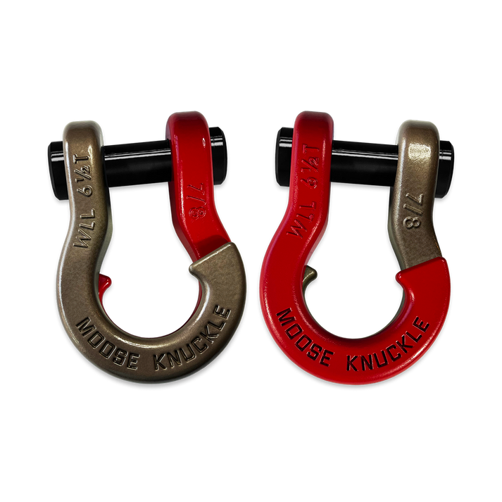 Jowl Recovery Split Shackle 7/8 Buff Bronze and Flame Red Combo Moose Knuckle Offroad