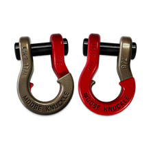 Load image into Gallery viewer, Jowl Recovery Split Shackle 7/8 Buff Bronze and Flame Red Combo Moose Knuckle Offroad
