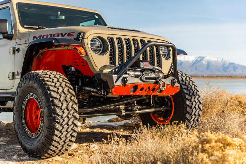 Powdercoat Nighthawk Mid-tube Stinger Front Bumper with Aluminum Skid for JK, JL, and JT - Black Powdercoat Artec Industries