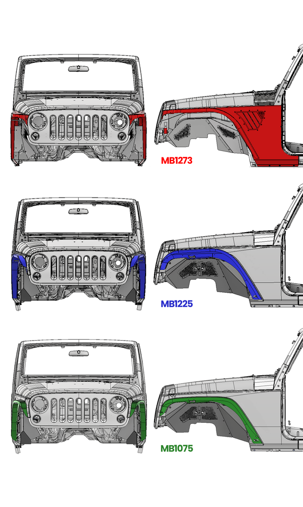 High Clearance Front Fender & Corner Armor System for JK/JKU
