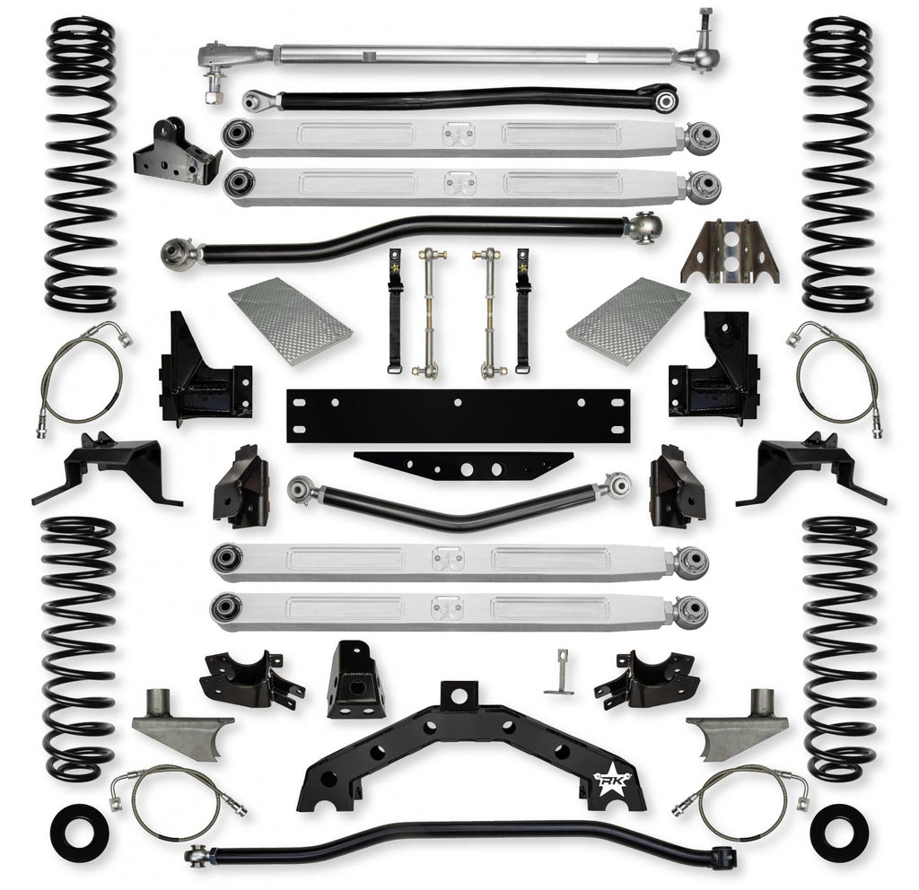 4.5 Inch X Factor X2 Pro Elite 6 Inch Stretch Long-Arm Suspension System For Jeep Wrangler JK With No Shocks Rock Krawler