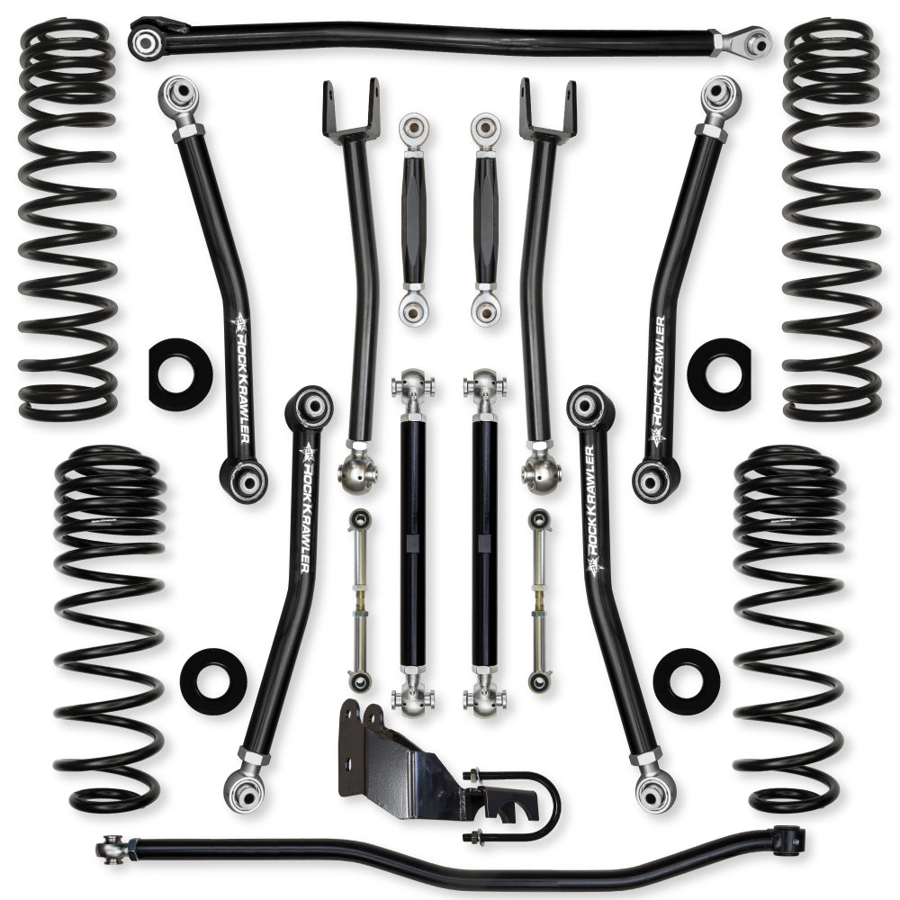 2.5 Inch X-Factor No Limits Mid-Arm Suspension System for Jeep Wrangler JLU Gas Models With No Shocks Rock Krawler