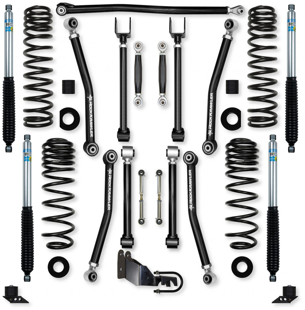 3.5 Inch Adventure X No Limits Mid-Arm Suspension System for Jeep Wrangler JLU 4XE Models With Bilstein Shocks Rock Krawler