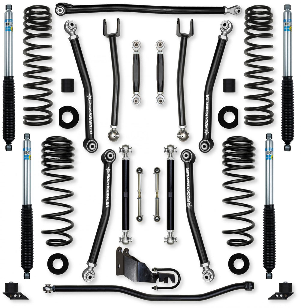 3.5 Inch X-Factor No Limits Mid-Arm Suspension System for Jeep Wrangler JLU Diesel Models With Bilstein Shocks Rock Krawler