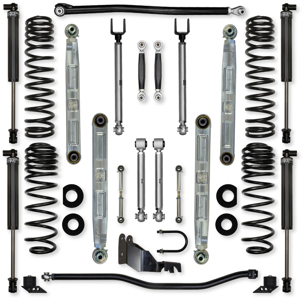 3.5 Inch X-Factor Pro Elite No Limits Mid-Arm Suspension System for Jeep Wrangler JLU 4XE Models With RRD Shocks Rock Krawler