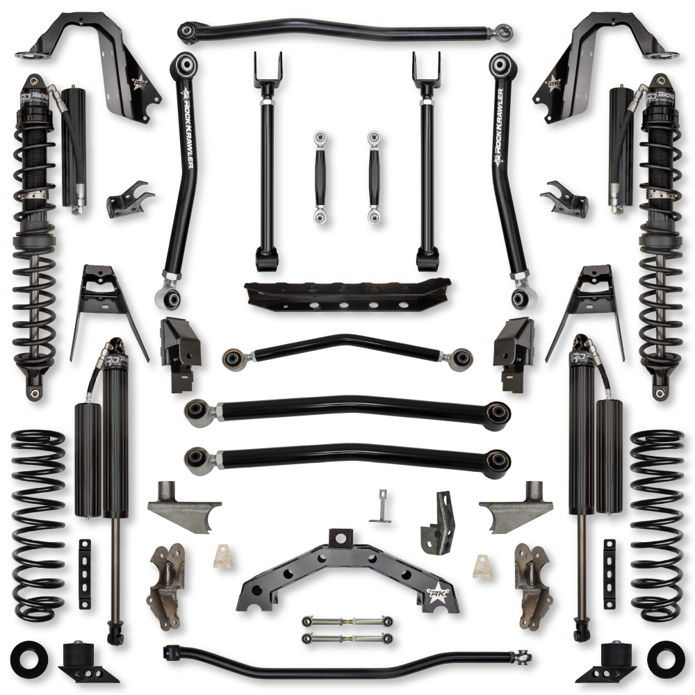 3.5 Inch T-Rex Coilover w/ 6 Inch Rear Stretch No Limits Hybrid System For Jeep Wrangler JL Comp Stage 1 Rock Krawler