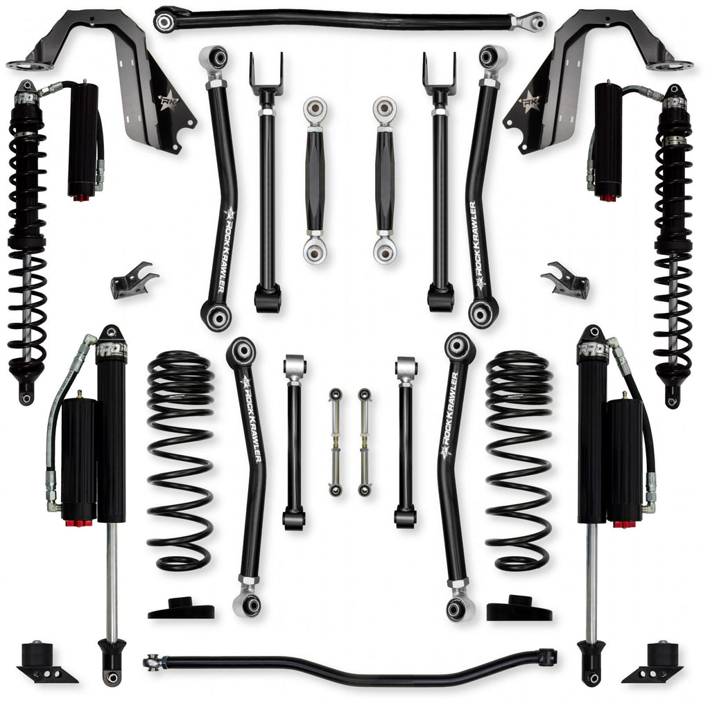 4.5 Inch Adventure X Coilover No Limits Mid-Arm Suspension System for Jeep Wrangler JLU Gas Models Comp System Stage 2 Rock Krawler
