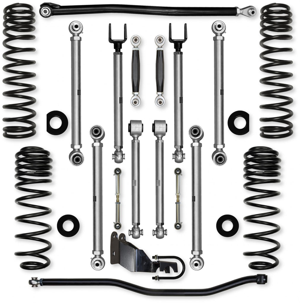 4.5 Inch X-Factor PRO No Limits Mid-Arm Suspension System for Jeep Wrangler JLU 4XE Models With No Shocks Rock Krawler