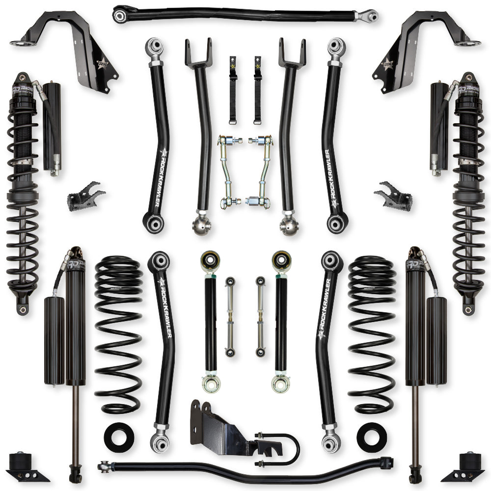 4.5 Inch X-Factor Coilover Mid-Arm Suspension System for Jeep Wrangler JLU Gas Models Comp Stage 1 Rock Krawler