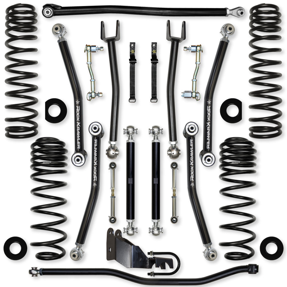 4.5 Inch X-Factor Mid-Arm Suspension System for Jeep Wrangler JLU 4XE Models With No Shocks Rock Krawler