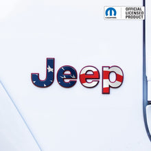 Load image into Gallery viewer, Jeep Emblem Overlay Decals – American Flag Print | Fits Wrangler JL, JLU, JK, JKU, TJ, YJ