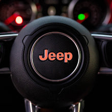 Load image into Gallery viewer, JEEP Steering Wheel Emblem Overlay Decal — 30+ Colors &amp; Designs (Flag, Topo, Animal, Solid)