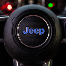 Load image into Gallery viewer, JEEP Steering Wheel Emblem Overlay Decal — 30+ Colors &amp; Designs (Flag, Topo, Animal, Solid)