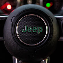 Load image into Gallery viewer, JEEP Steering Wheel Emblem Overlay Decal — 30+ Colors &amp; Designs (Flag, Topo, Animal, Solid)