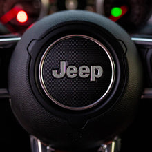 Load image into Gallery viewer, JEEP Steering Wheel Emblem Overlay Decal — 30+ Colors &amp; Designs (Flag, Topo, Animal, Solid)