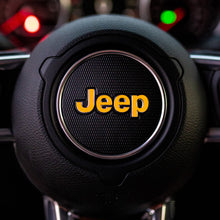 Load image into Gallery viewer, JEEP Steering Wheel Emblem Overlay Decal — 30+ Colors &amp; Designs (Flag, Topo, Animal, Solid)