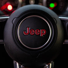 Load image into Gallery viewer, JEEP Steering Wheel Emblem Overlay Decal — 30+ Colors &amp; Designs (Flag, Topo, Animal, Solid)
